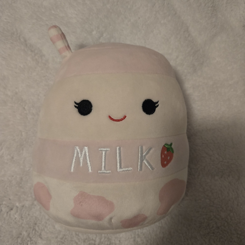 Squishmallows Pink Strawberry Milk Plush